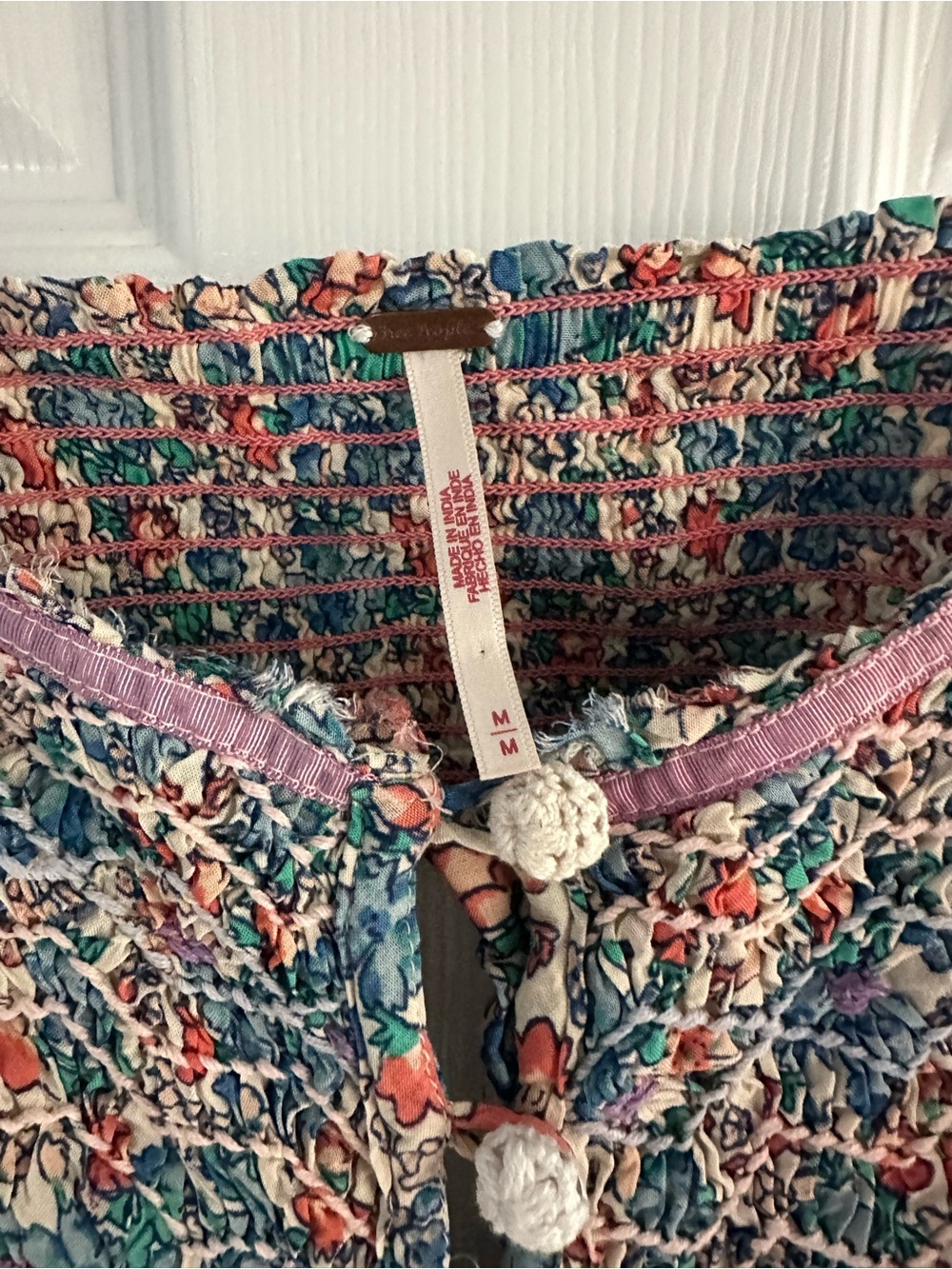 Free People Teal and Pink Floral Midi Dress with Button Front - Picture 4 of 13